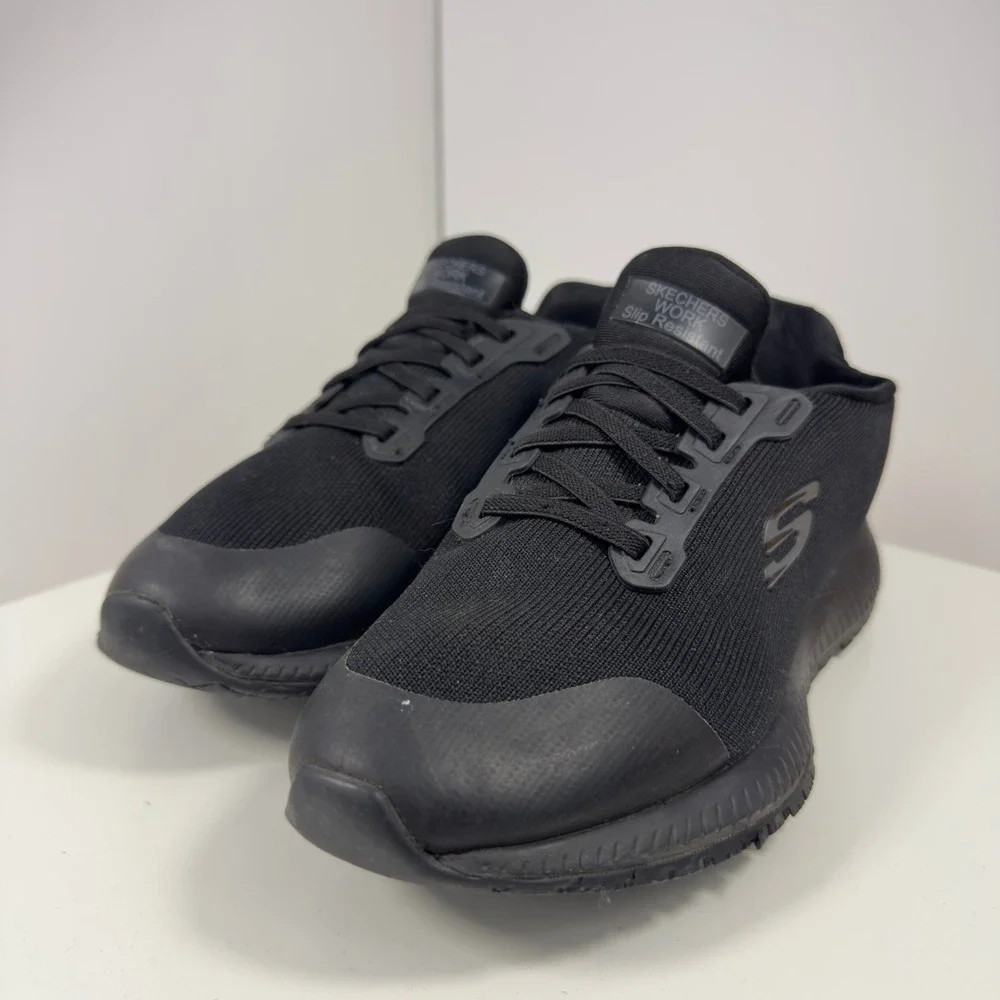 Skechers Work Squad Women Size 8 Black Slip Resistant Wide Fit Shoes 77222W